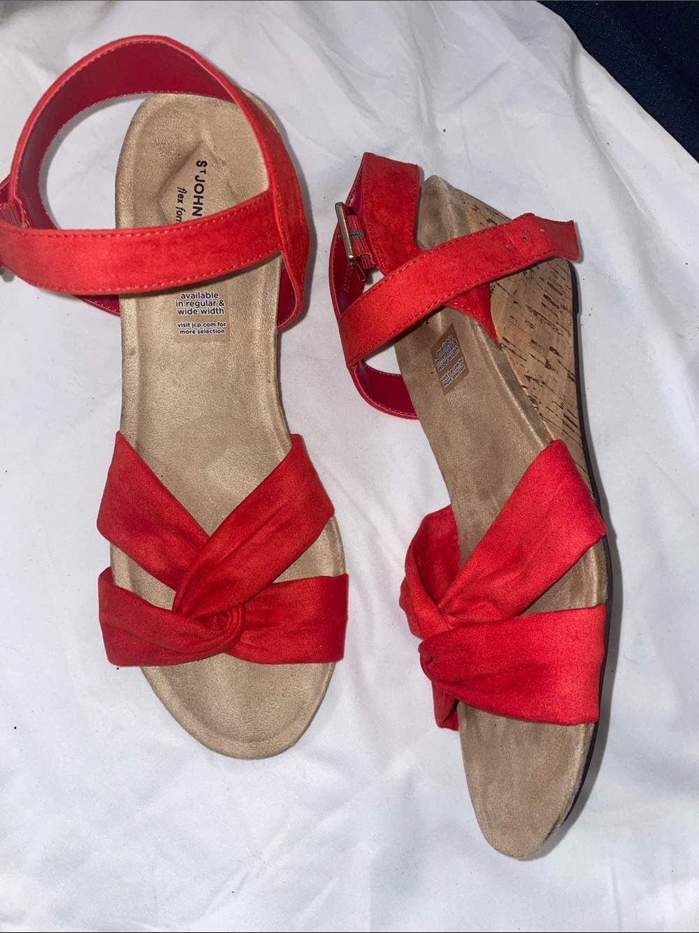 St. John's Bay Red Knotted Wedge Sandals